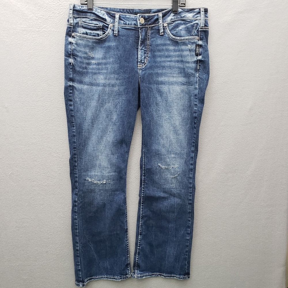 Silver Jeans Elyse Bootcut Dark Wash Whiskered Denim Western Coastal Cowgirl 14